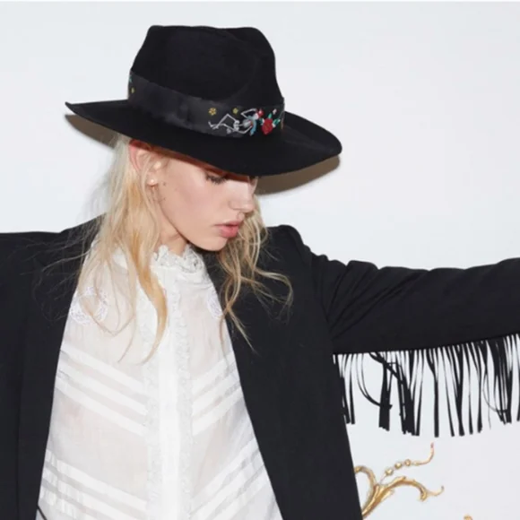 Zadig & Voltaire Black Hat with Colorful Embroidery - Picture 2 of 12